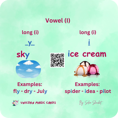 English Vowels - Short & Long - 24 Digital Flash Cards