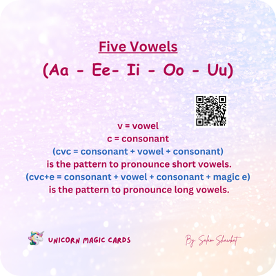 English Vowels - Short & Long - 24 Digital Flash Cards