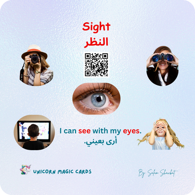 Five Senses - in English and Arabic - 8 Digital Flash Cards